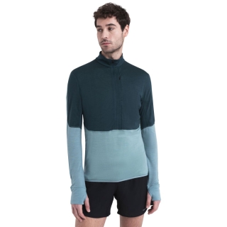 Icebreaker Merino 200 Realfleece Descender LS Half Zip Fathom Grn/Cloud Ray/Cb