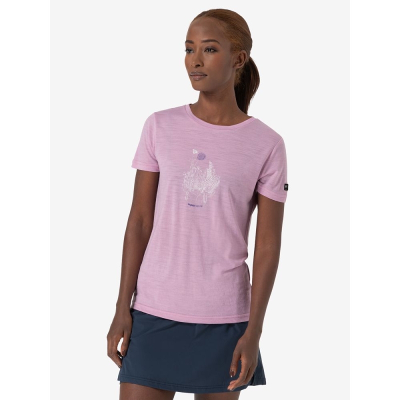 Super Natural Flowerhand Tee Women's Mauve Mist/Fresh White/Deep Bl