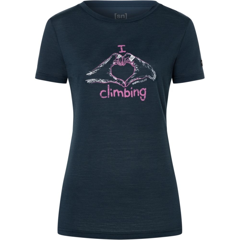 Super Natural I Love Climbing Tee Women's Blueberry/Orchid/Natural White