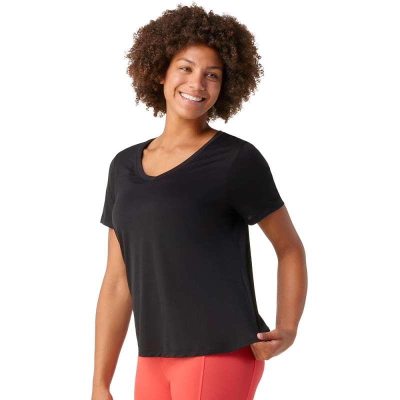 Smartwool Active Ultralite V-Neck Short Women's Black