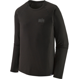 Patagonia Long Sleeve Cap Cool Trail Graphic Shirt Strata Stencil: Black