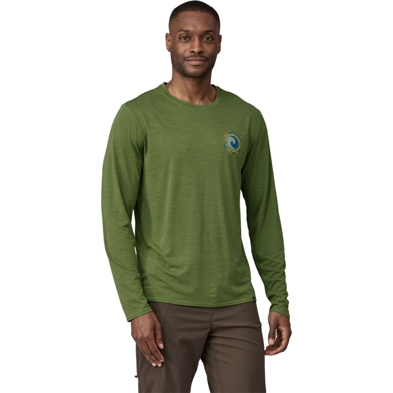 Patagonia Long Sleeve Cap Cool Daily Graphic Shirt Unity Fitz: Terrain Green X-Dy