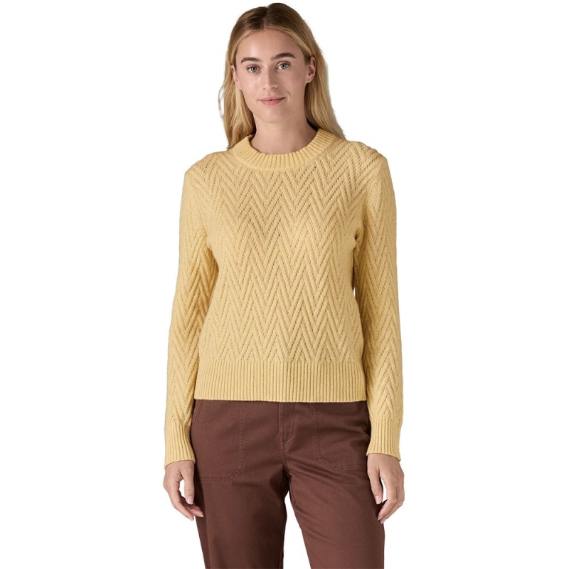Patagonia Recycled Wool-Blend Crewneck Sweater Women's Chevron Cable: Natural