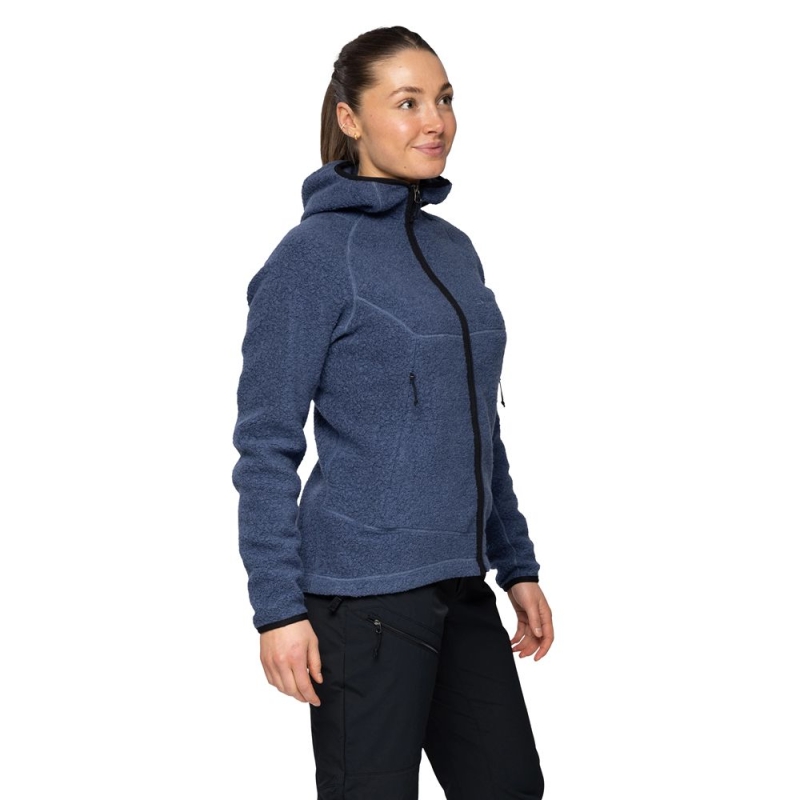 Bergans Vaagaa Merino Terry Midlayer Hoodie Women's Granite Blue