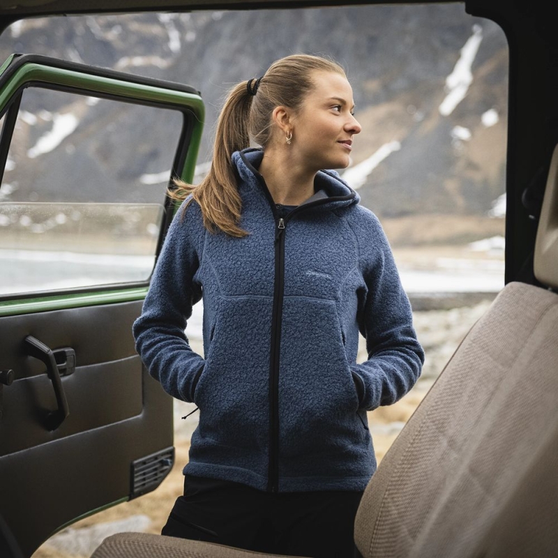 Bergans Vaagaa Merino Terry Midlayer Hoodie Women's Granite Blue