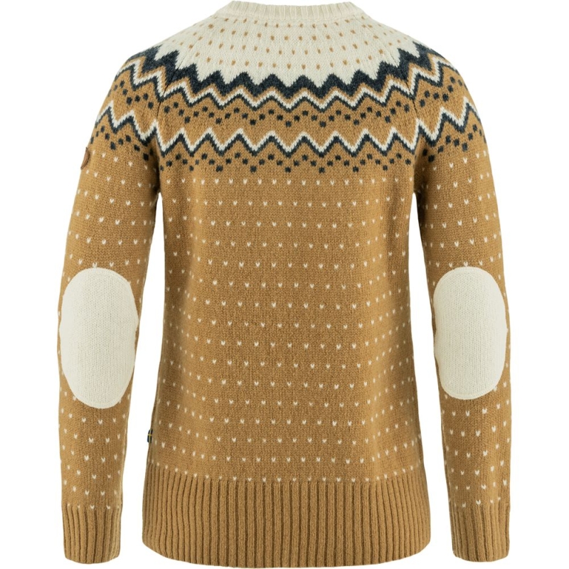 Fjällräven Övik Knit Sweater Women's Buckwheat Brown-Chalk White