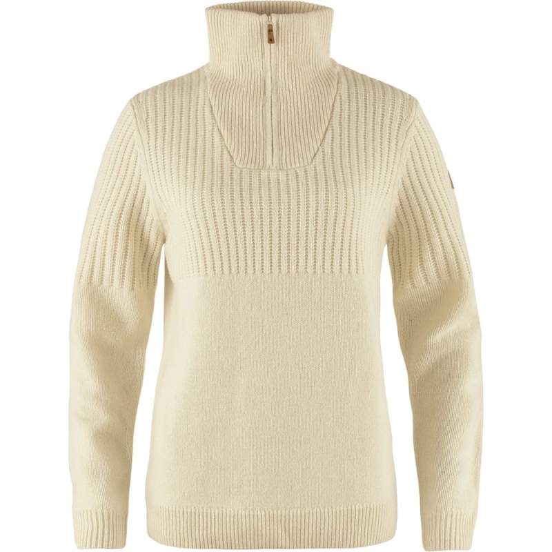 Fjällräven Övik Half Zip Knit Women's Chalk White