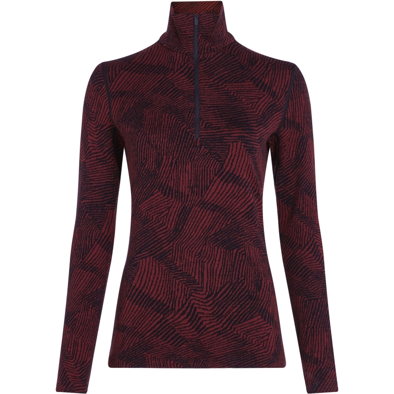 Icebreaker Mer 260 Vertex LS Half Z Frozen Forms Women's Black/Port