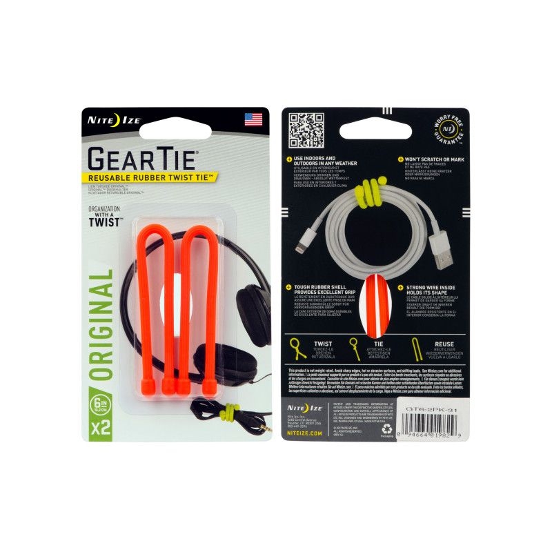Nite-Ize Gear Tie Kabelbinder 2-pack 15cm Oranje