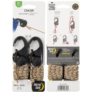 Nite-Ize CamJam Spanhaak 2-pack met Koord Zwart