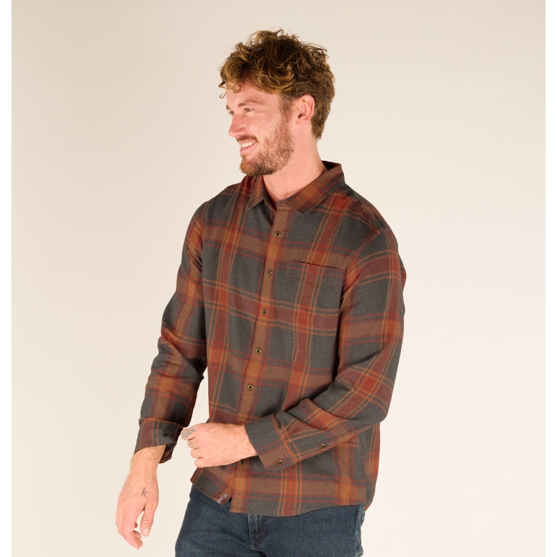 Sherpa Batsa Eco Long Sleeve Shirt Clay Red Plaid