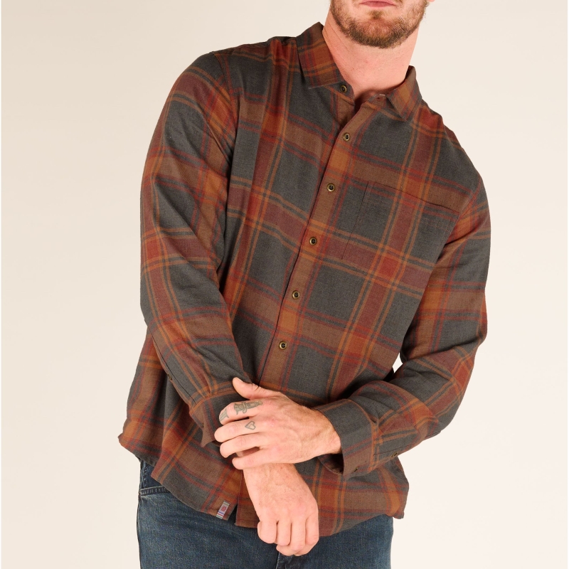 Sherpa Batsa Eco Long Sleeve Shirt Clay Red Plaid
