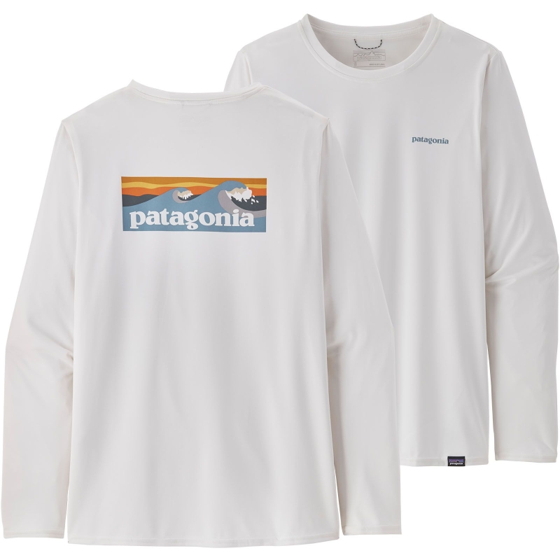 Patagonia L/S Cap Cool Daily Graphic Shirt - Waters Women's Boardshort Logo Light Plume Gr