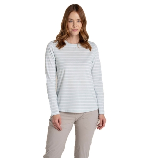 Craghoppers NosiLife Akona Long Sleeved Top Women's Nimbus Blue Stripe
