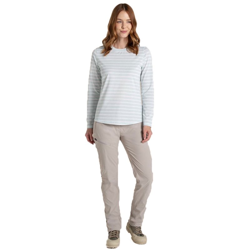 Craghoppers NosiLife Akona Long Sleeved Top Women's Nimbus Blue Stripe