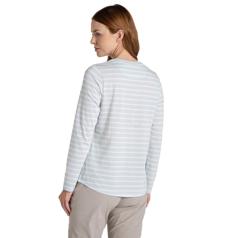 Craghoppers NosiLife Akona Long Sleeved Top Women's Nimbus Blue Stripe