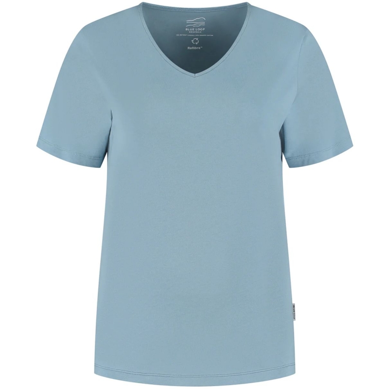 Blue Loop Originals Refibra Loose Fit V-neck Tshirt Women's Blue Shadow