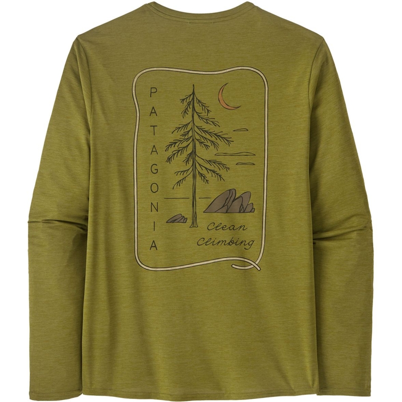 Patagonia L/S Cap Cool Daily Graphic Shirt - Lands Clean Climb Roots: Graze Green