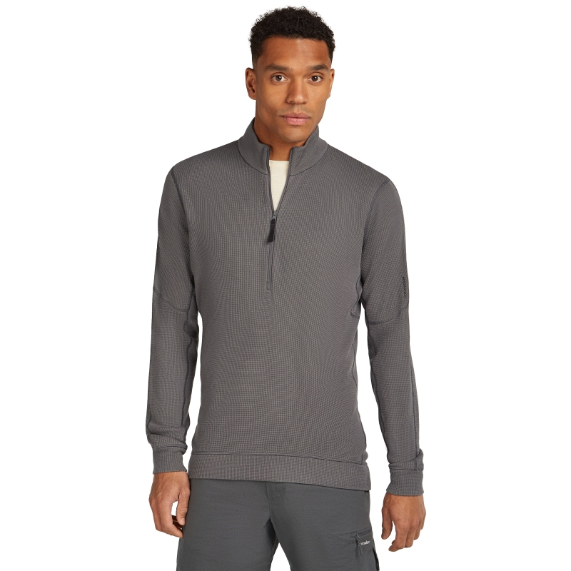 Icebreaker Mer 260 Waffle Knit Wander LS Half Zip Obsidian