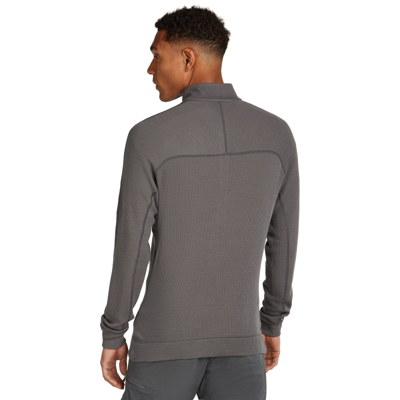 Icebreaker Mer 260 Waffle Knit Wander LS Half Zip Obsidian