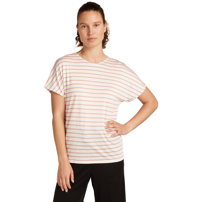 Icebreaker Mer Drayden Reversible SS Top Stripe Women's Ecru/Hthr/Desert Sand