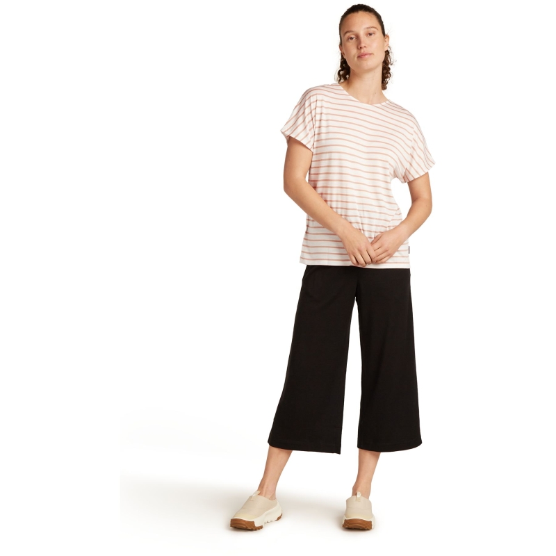 Icebreaker Mer Drayden Reversible SS Top Stripe Women's Ecru/Hthr/Desert Sand