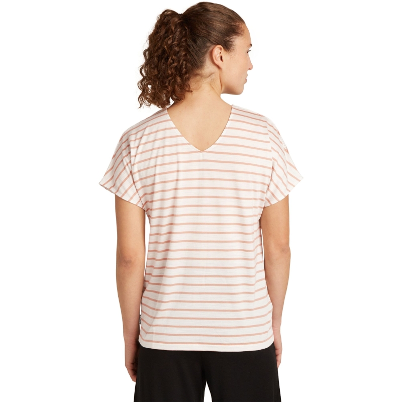 Icebreaker Mer Drayden Reversible SS Top Stripe Women's Ecru/Hthr/Desert Sand