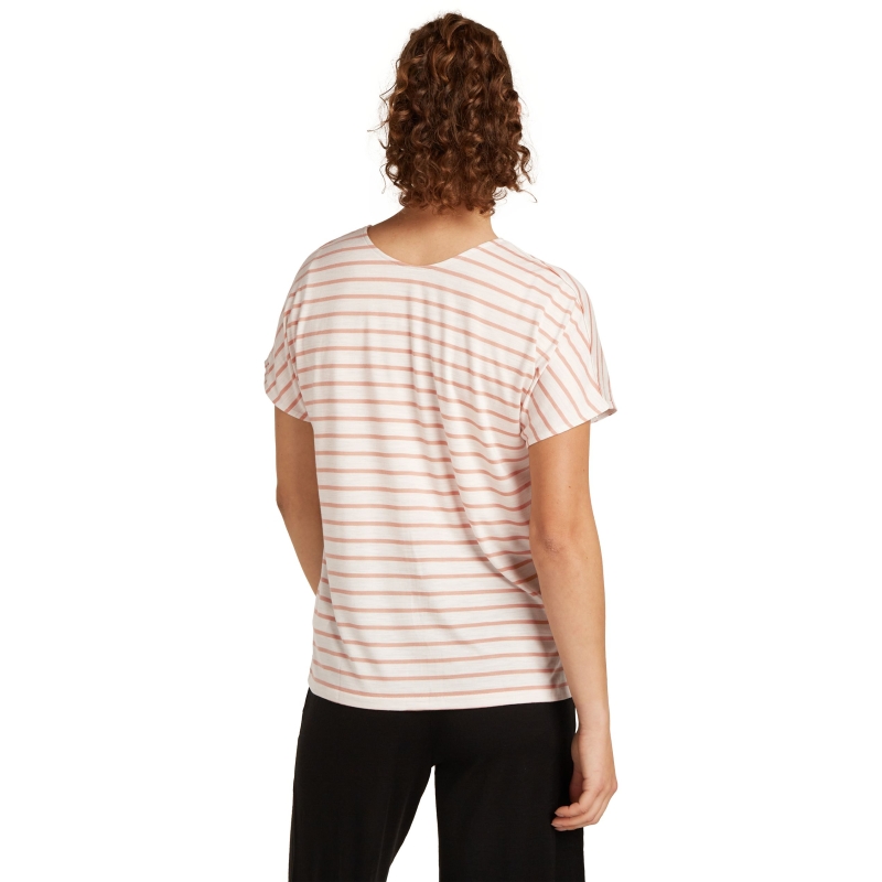 Icebreaker Mer Drayden Reversible SS Top Stripe Women's Ecru/Hthr/Desert Sand