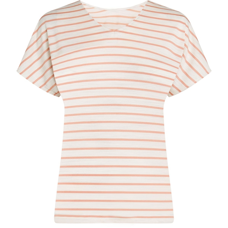 Icebreaker Mer Drayden Reversible SS Top Stripe Women's Ecru/Hthr/Desert Sand