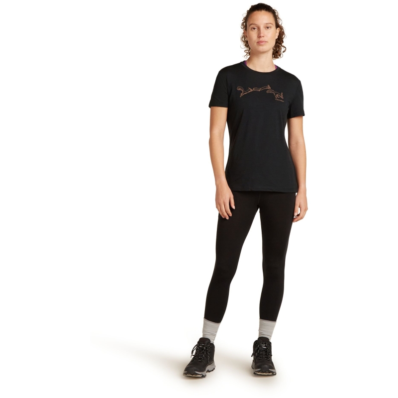 Icebreaker Mer 150 Tech Lite SS Tee Airbourne Squ Women's Black