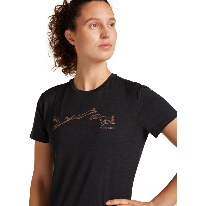 Icebreaker Mer 150 Tech Lite SS Tee Airbourne Squ Women's Black