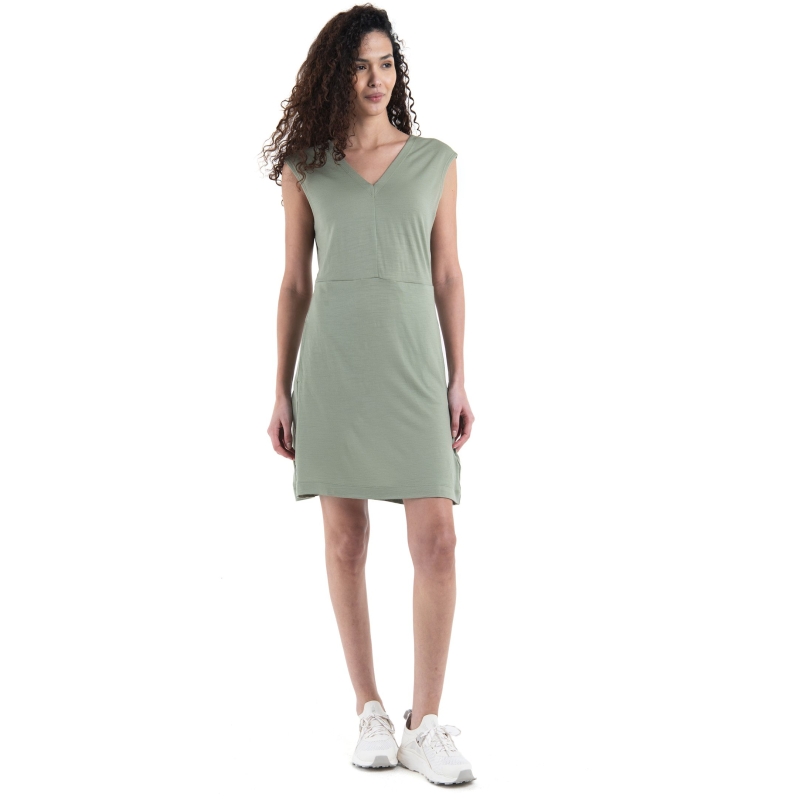 Icebreaker Mer 200 Granary Sleeveless V Neck Dres Women's Lichen