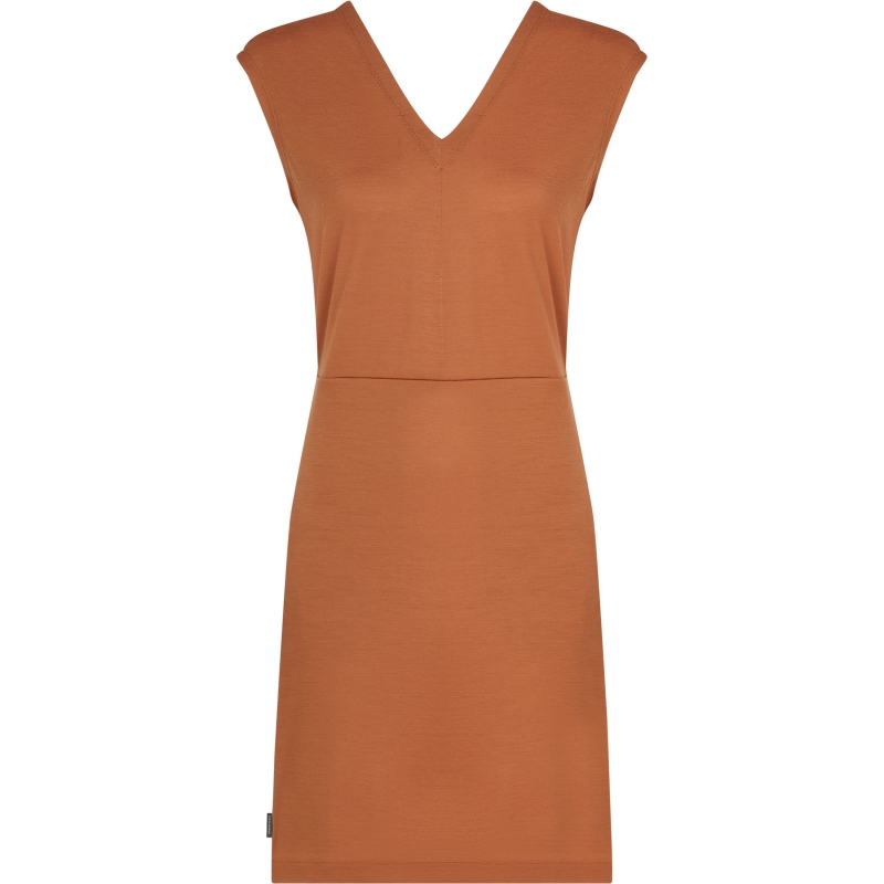 Icebreaker Mer 200 Granary Sleeveless V Neck Dres Women's Dusty Clay