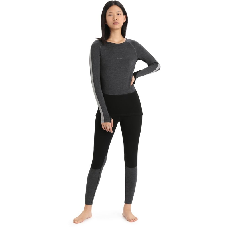 Icebreaker ZoneKnit 200 LS Crewe Women's Jet Hthr/Blk/Metro H/CB