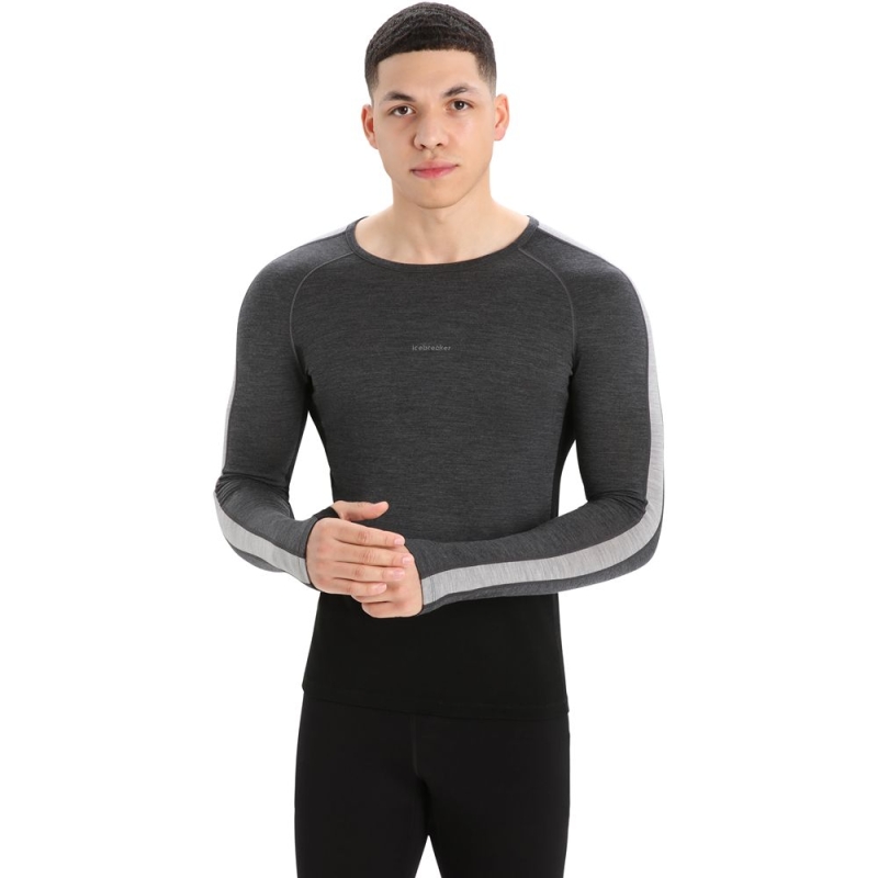 Icebreaker ZoneKnit 200 LS Crewe  Jet Hthr/Blk/Metro H/CB