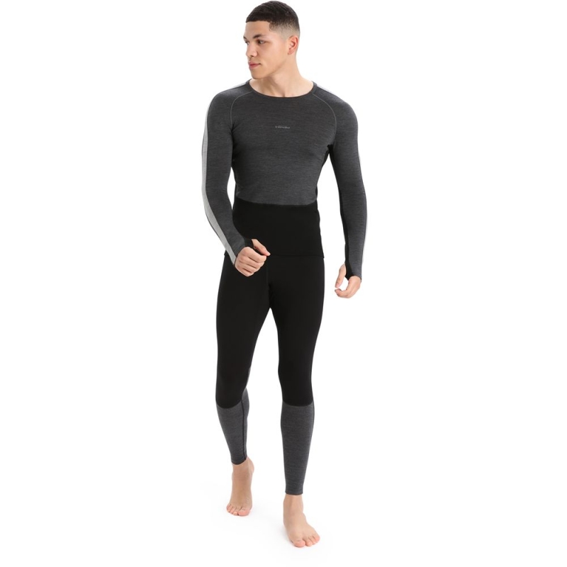 Icebreaker ZoneKnit 200 LS Crewe  Jet Hthr/Blk/Metro H/CB
