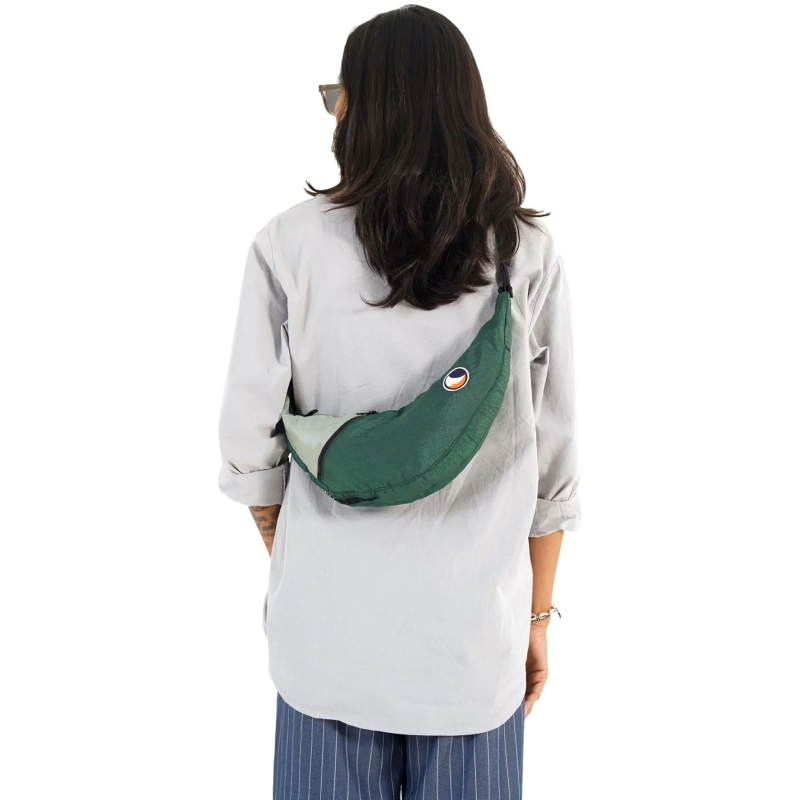 Ticket to the Moon Upcycled Sling Bag Recycled Dark Green / Jade Green