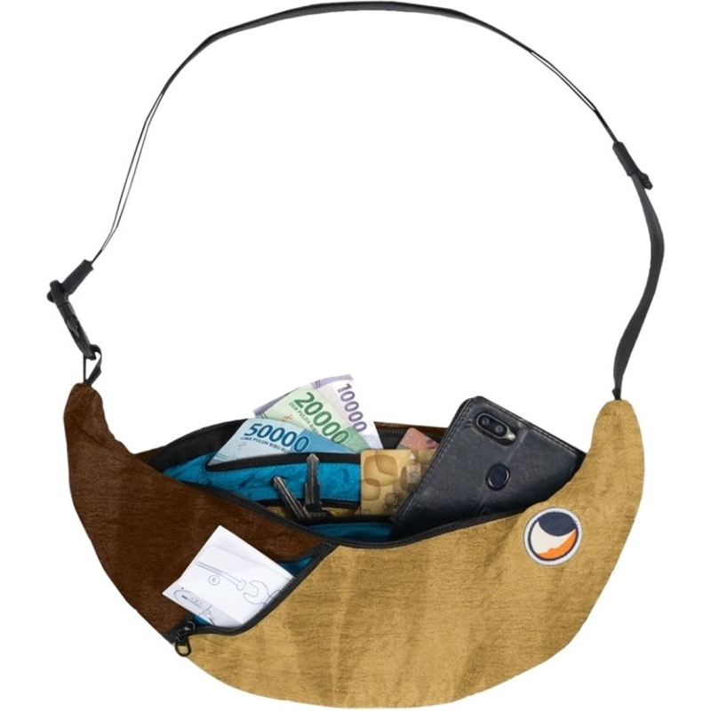 Ticket to the Moon Upcycled Sling Bag Sand / Chocolate