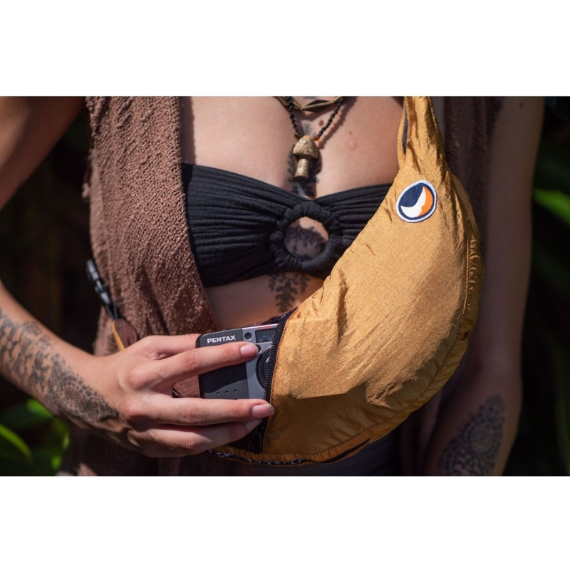 Ticket to the Moon Upcycled Sling Bag Sand / Chocolate