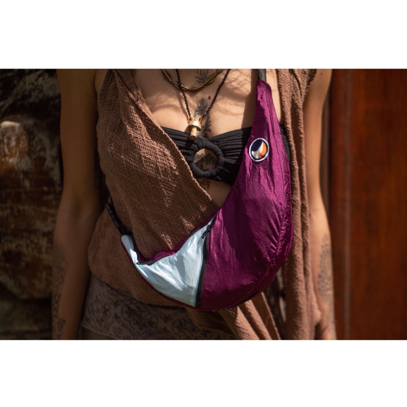 Ticket to the Moon Upcycled Sling Bag Plum / Cloud