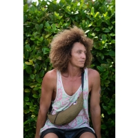 Ticket to the Moon Upcycled Sling Bag Olive Brown