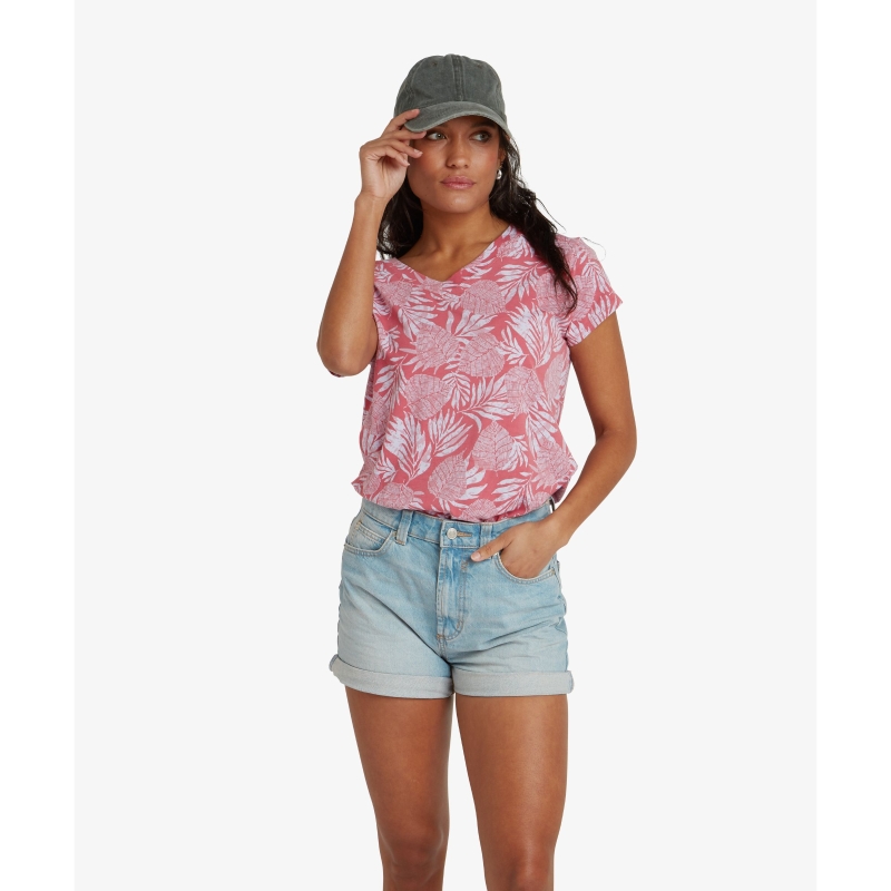 Sherpa Neha V-Neck Tee Women's Rosie Bhodi Leaf