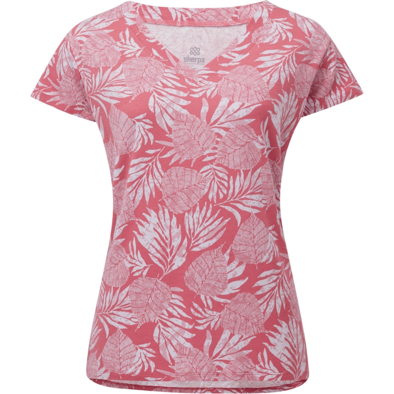 Sherpa Neha V-Neck Tee Women's Rosie Bhodi Leaf