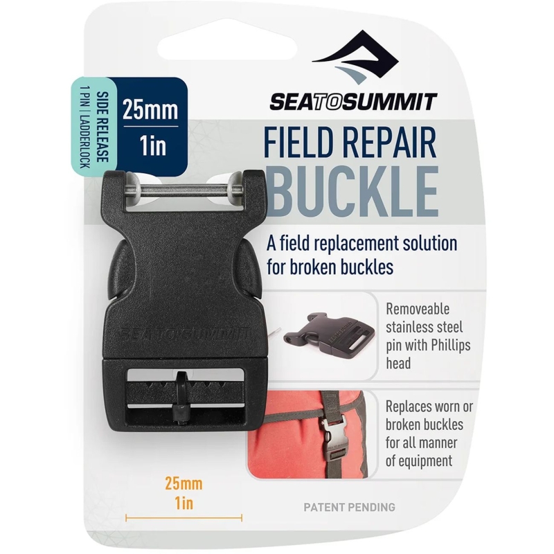 Sea to Summit Steek Gesp, 1 Pin, 25mm, Field Repair Buckle  Black