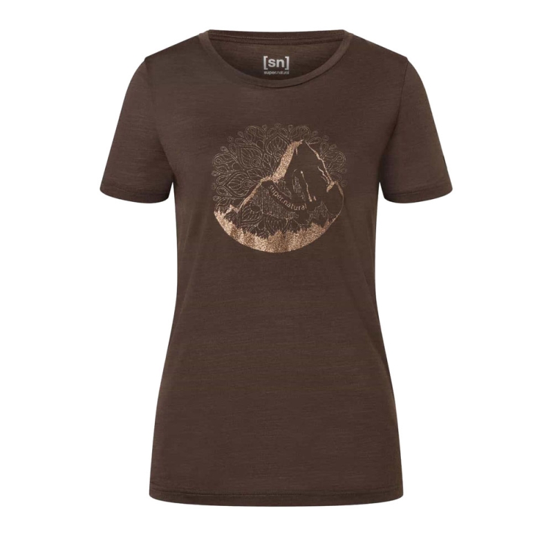 Super Natural Mountain Mandala Tree Women's Chocolate Bean/Copper
