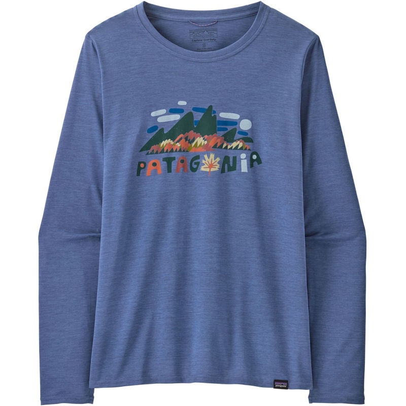 Patagonia L/S Cap Cool Daily Graphic Shirt Women's Fitz Roy Foliage: Current Blue