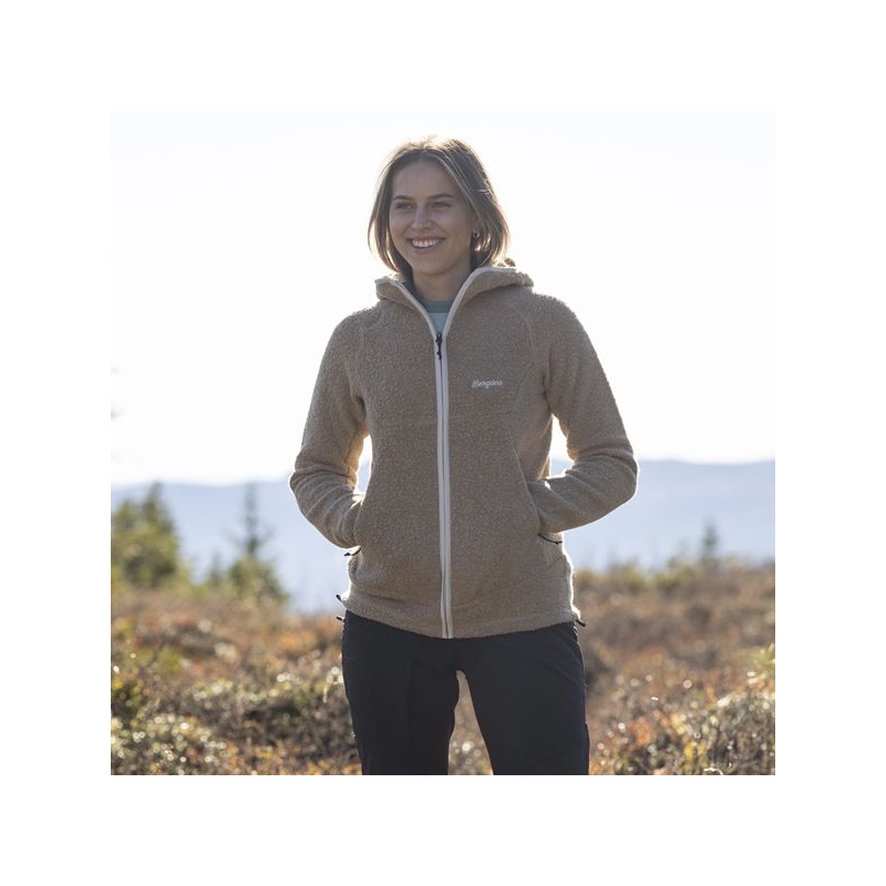 Bergans Vaagaa Merino Terry Midlayer Hoodie Women's Sandstone