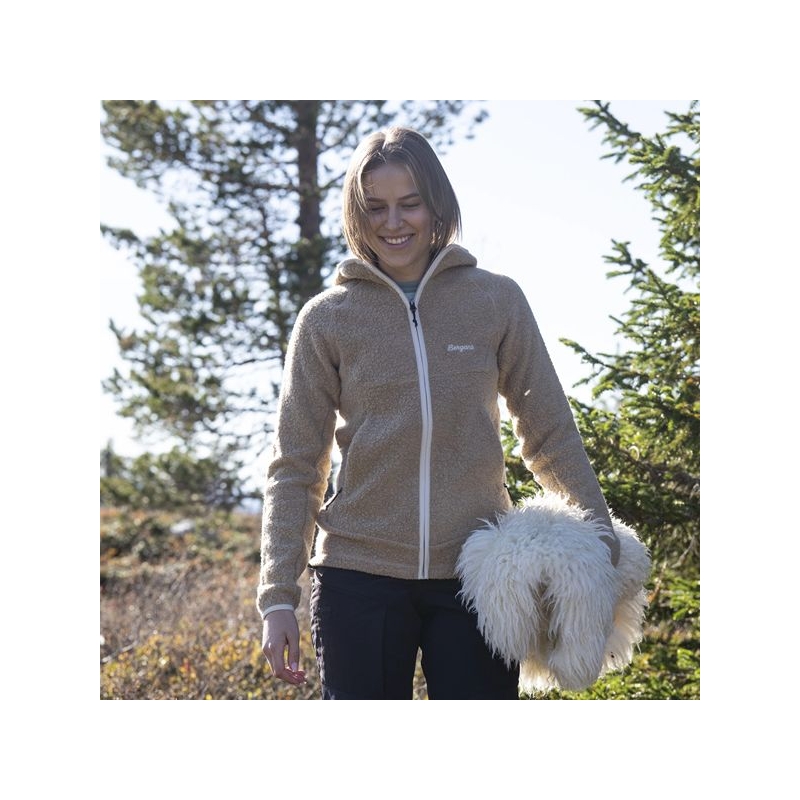 Bergans Vaagaa Merino Terry Midlayer Hoodie Women's Sandstone