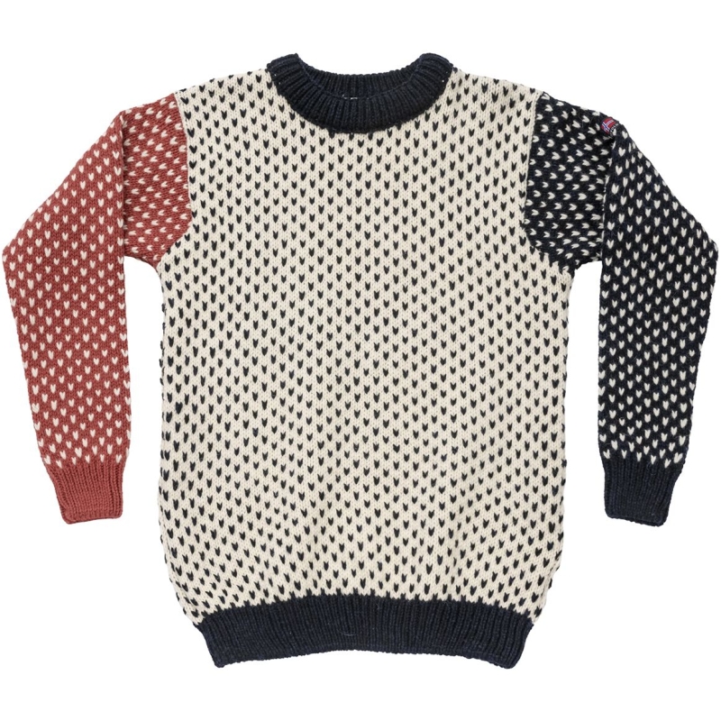 Devold Nordsjo Wool Sweater OffWhite/Navy/Marsala