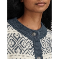 Dale Hannah Fem. Cardigan Offwhite Steel Lightcharcoal